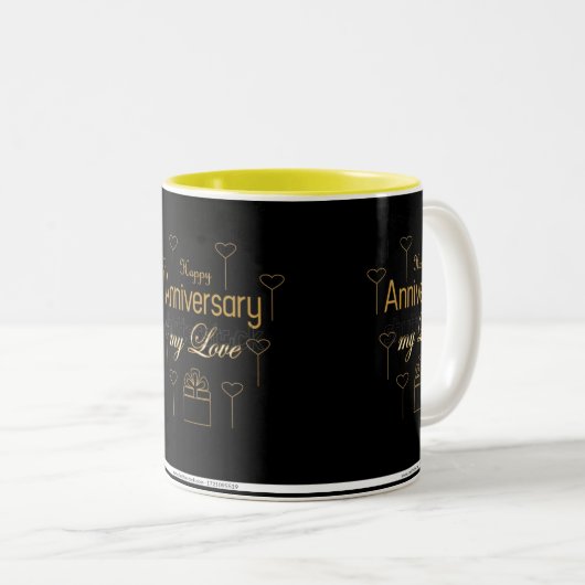 **HAPPY ANNIVERSARY** COFFEE MUG TWEEKLEURIGE KOFFIEMOK (Voorkant rechts)