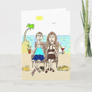HAPPY ANNIVERSARY COUPLE ON THE BEACH CARD KAART