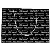 Happy Anniversary Couple's Names Black and White Groot Cadeauzakje (Achterkant)