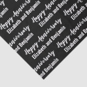 Happy Anniversary Couple's Names Black and White Tissuepapier (Detail)