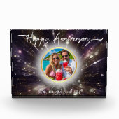 Happy Anniversary Custom Acrylic| Purple Light Bur Fotoblokken (Voorkant)