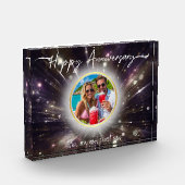 Happy Anniversary Custom Acrylic| Purple Light Bur Fotoblokken (Links)
