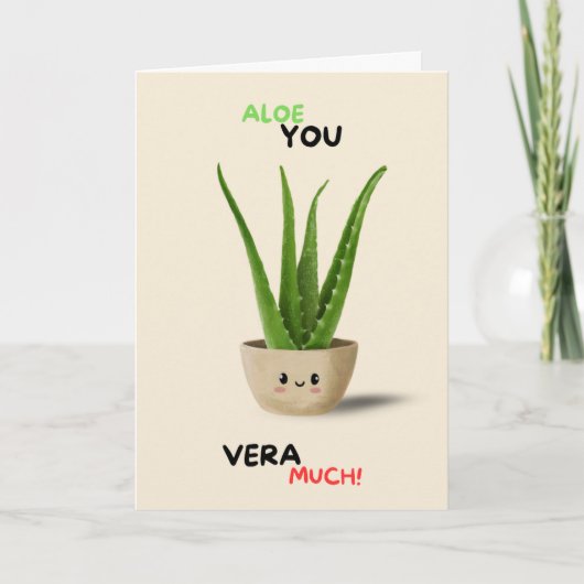 Happy Anniversary Cute Funny Simple Aloe Vera Card Kaart (Voorkant)