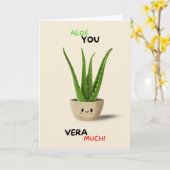 Happy Anniversary Cute Funny Simple Aloe Vera Card Kaart (Gele Bloem)