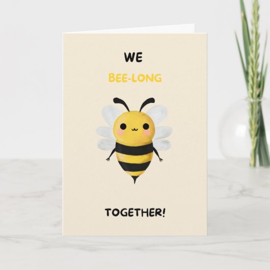 Happy Anniversary Cute Funny Simple Bee Card Kaart (Voorkant)