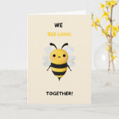 Happy Anniversary Cute Funny Simple Bee Card Kaart (Gele Bloem)