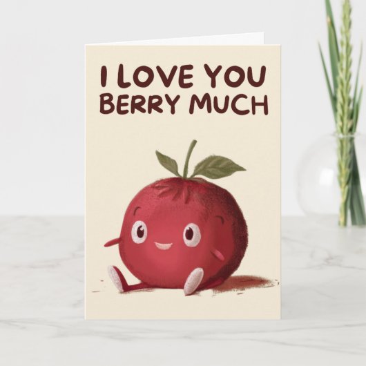 Happy Anniversary Cute Funny Simple Berry Card Kaart (Voorkant)