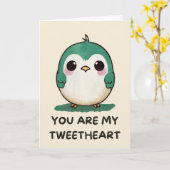 Happy Anniversary Cute Funny Simple Bird Card Kaart (Gele Bloem)