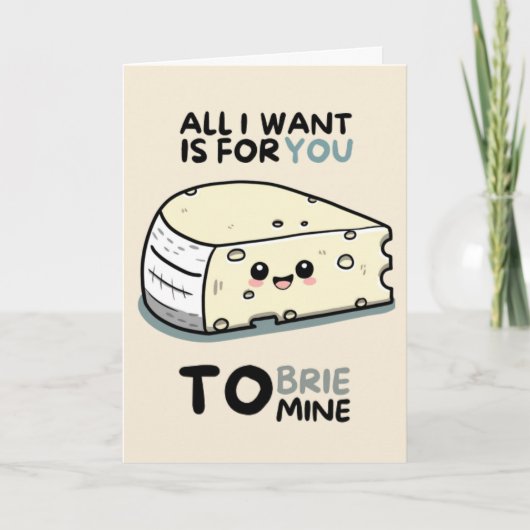 Happy Anniversary Cute Funny Simple Brie Card Kaart (Voorkant)