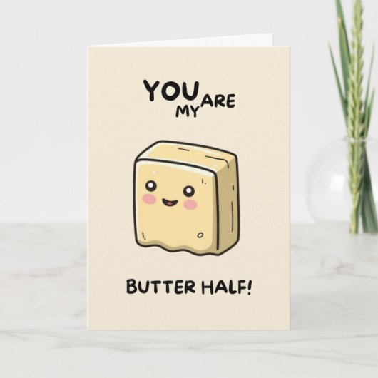 Happy Anniversary Cute Funny Simple Butter Card Kaart (Voorkant)