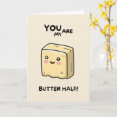 Happy Anniversary Cute Funny Simple Butter Card Kaart (Gele Bloem)