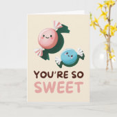 Happy Anniversary Cute Funny Simple Candy Card Kaart (Gele Bloem)