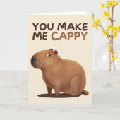 Happy Anniversary Cute Funny Simple Capybara Card Kaart (Gele Bloem)