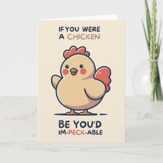 Happy Anniversary Cute Funny Simple Chicken Card Kaart (Voorkant)