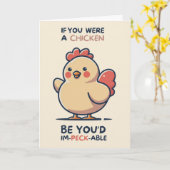 Happy Anniversary Cute Funny Simple Chicken Card Kaart (Gele Bloem)