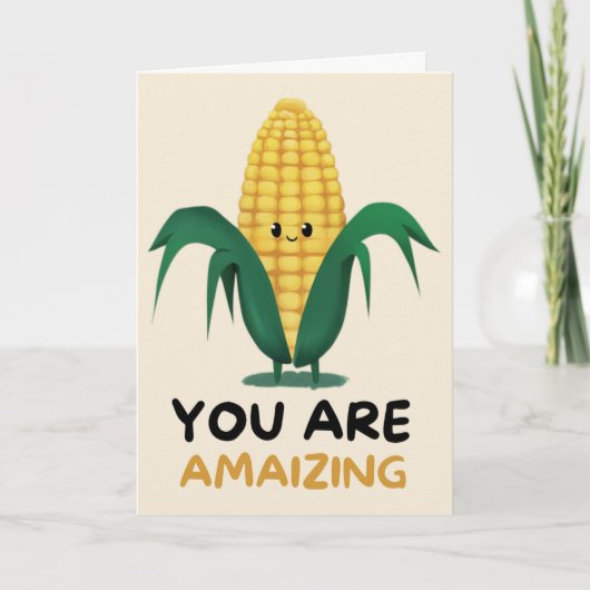 Happy Anniversary Cute Funny Simple Corn Card Kaart (Voorkant)