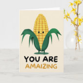 Happy Anniversary Cute Funny Simple Corn Card Kaart (Gele Bloem)