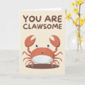 Happy Anniversary Cute Funny Simple Crab Card Kaart (Gele Bloem)