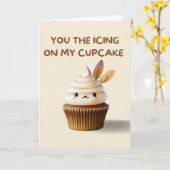 Happy Anniversary Cute Funny Simple Cupcake Card Kaart (Gele Bloem)