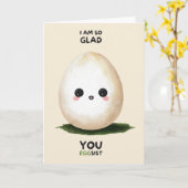 Happy Anniversary Cute Funny Simple Egg Card Kaart (Gele Bloem)