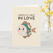 Happy Anniversary Cute Funny Simple Fish Card Kaart (Gele Bloem)