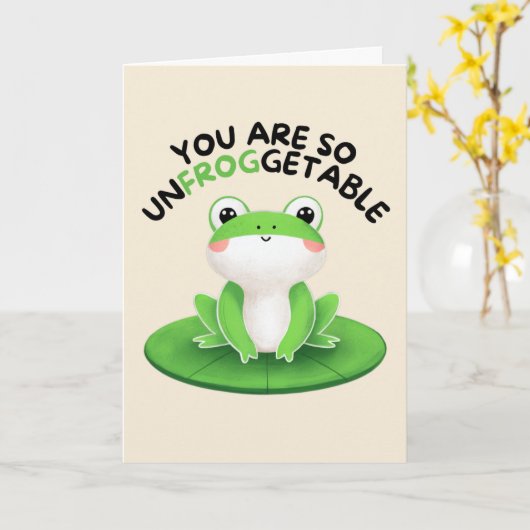 Happy Anniversary Cute Funny Simple Frog Card Kaart (Gele Bloem)