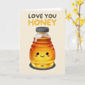 Happy Anniversary Cute Funny Simple Honey Card Kaart (Gele Bloem)