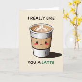 Happy Anniversary Cute Funny Simple Latte Card Kaart (Gele Bloem)