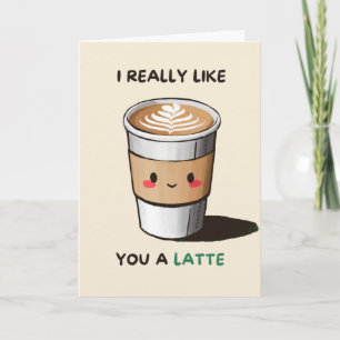 Happy Anniversary Cute Funny Simple Latte Card Kaart