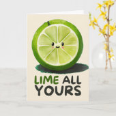 Happy Anniversary Cute Funny Simple Lime Card Kaart (Gele Bloem)