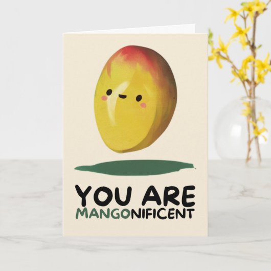 Happy Anniversary Cute Funny Simple Mango Card Kaart (Gele Bloem)