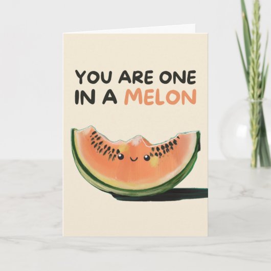 Happy Anniversary Cute Funny Simple Melon Card Kaart (Voorkant)