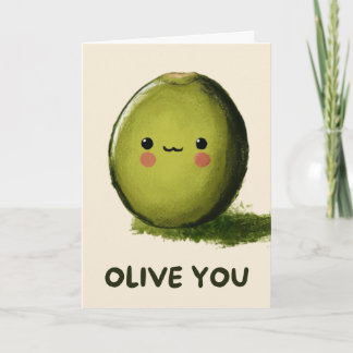Happy Anniversary Cute Funny Simple Olive Card Kaart
