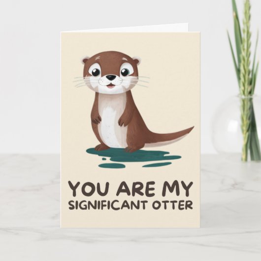 Happy Anniversary Cute Funny Simple Otter Card Kaart (Voorkant)