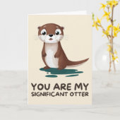 Happy Anniversary Cute Funny Simple Otter Card Kaart (Gele Bloem)