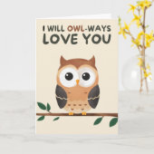 Happy Anniversary Cute Funny Simple Owl Card Kaart (Gele Bloem)