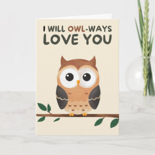 Happy Anniversary Cute Funny Simple Owl Card Kaart