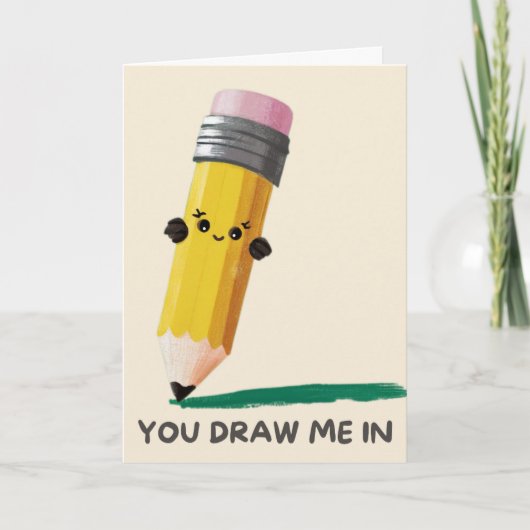 Happy Anniversary Cute Funny Simple Pencil Card Kaart (Voorkant)