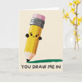 Happy Anniversary Cute Funny Simple Pencil Card Kaart (Gele Bloem)