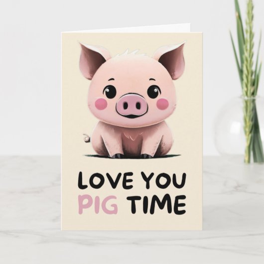 Happy Anniversary Cute Funny Simple Pig Card Kaart (Voorkant)