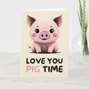Happy Anniversary Cute Funny Simple Pig Card Kaart
