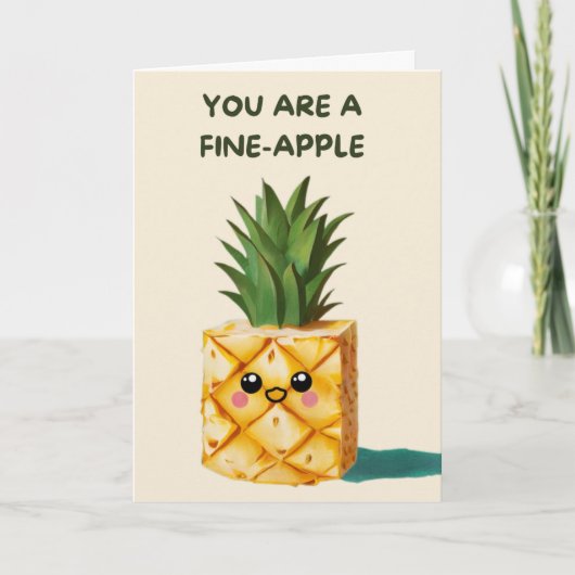 Happy Anniversary Cute Funny Simple Pineapple Card Kaart (Voorkant)