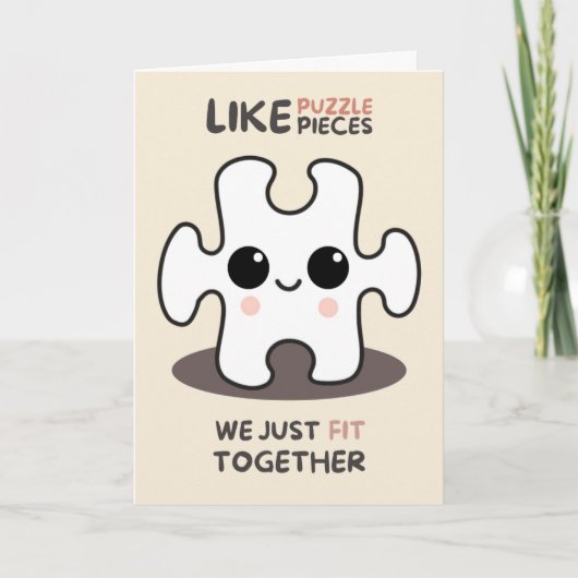 Happy Anniversary Cute Funny Simple Puzzle Card Kaart (Voorkant)