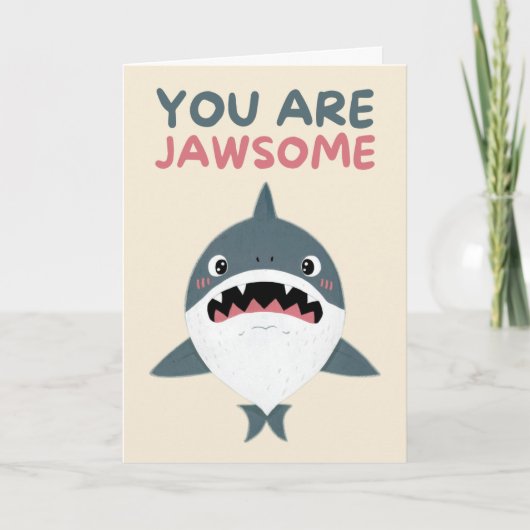 Happy Anniversary Cute Funny Simple Shark Card Kaart (Voorkant)