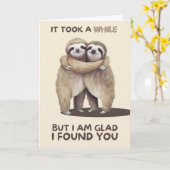 Happy Anniversary Cute Funny Simple Sloth Card Kaart (Gele Bloem)