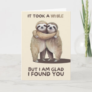 Happy Anniversary Cute Funny Simple Sloth Card Kaart