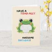Happy Anniversary Cute Funny Simple Toad Card Kaart (Gele Bloem)