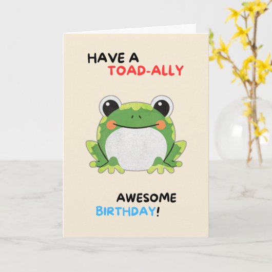 Happy Anniversary Cute Funny Simple Toad Card Kaart (Gele Bloem)