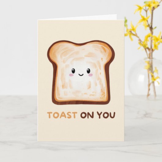 Happy Anniversary Cute Funny Simple Toast Card Kaart (Gele Bloem)