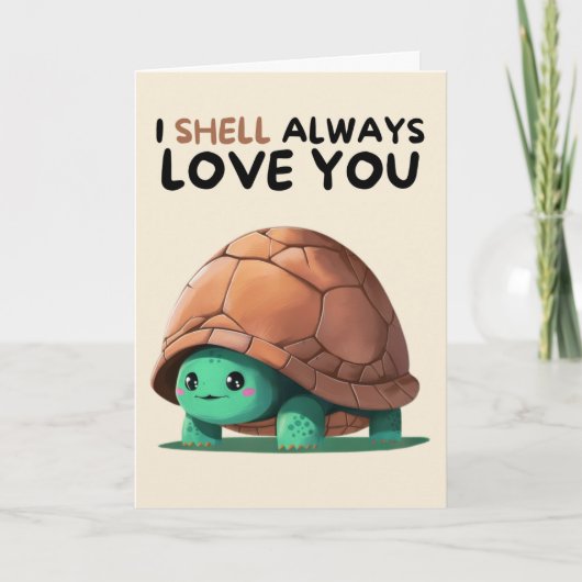Happy Anniversary Cute Funny Simple Turtle Card Kaart (Voorkant)